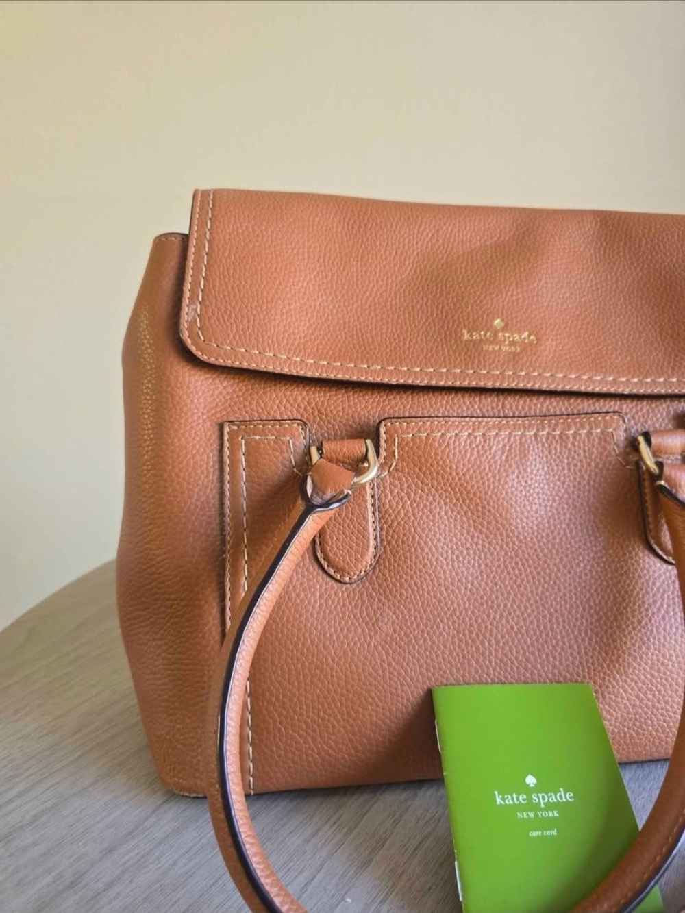 kate spade cognac brown leather satchel with tassel - Picture 2 of 7